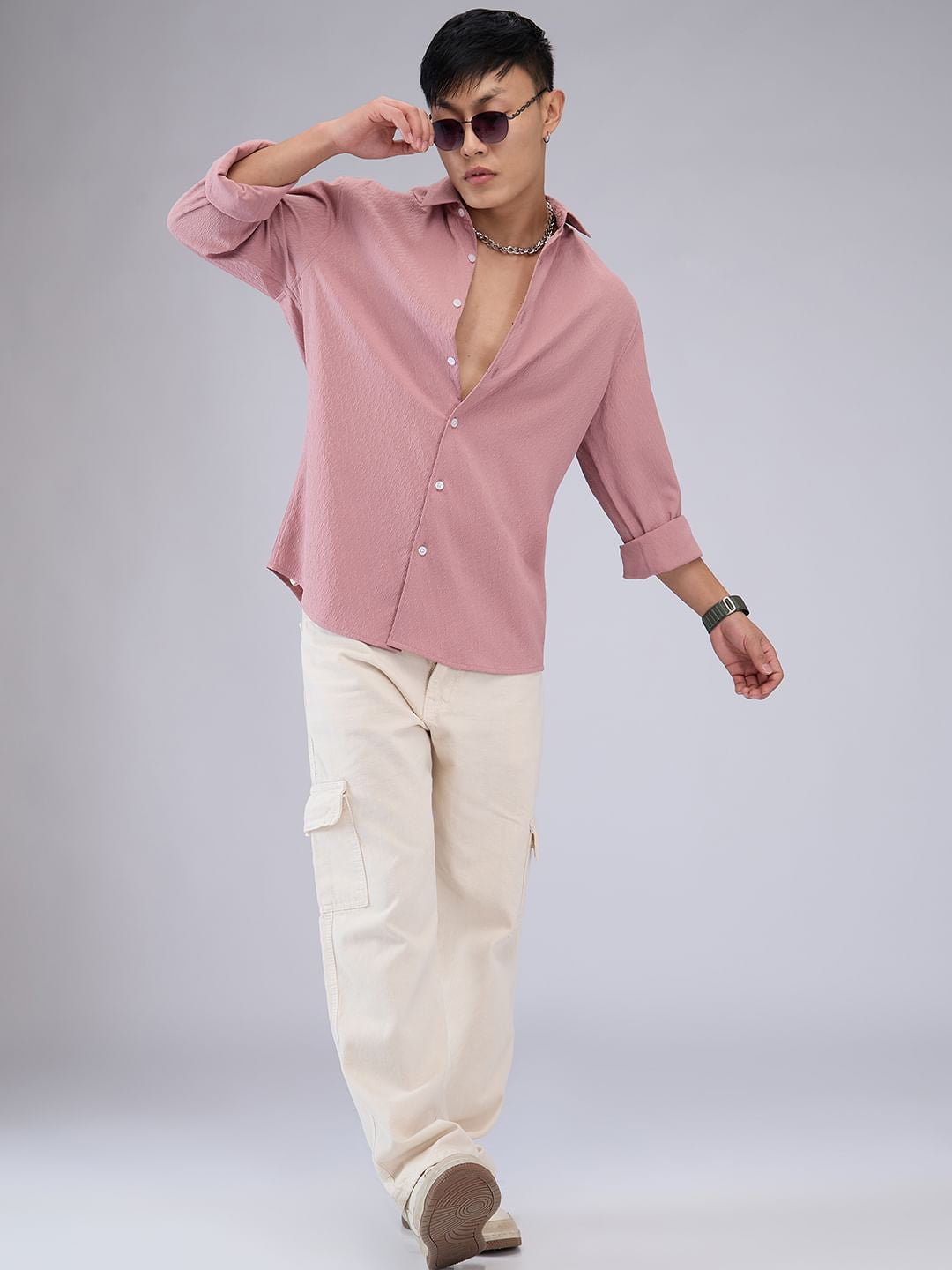 Candy Pink Textured Shirt