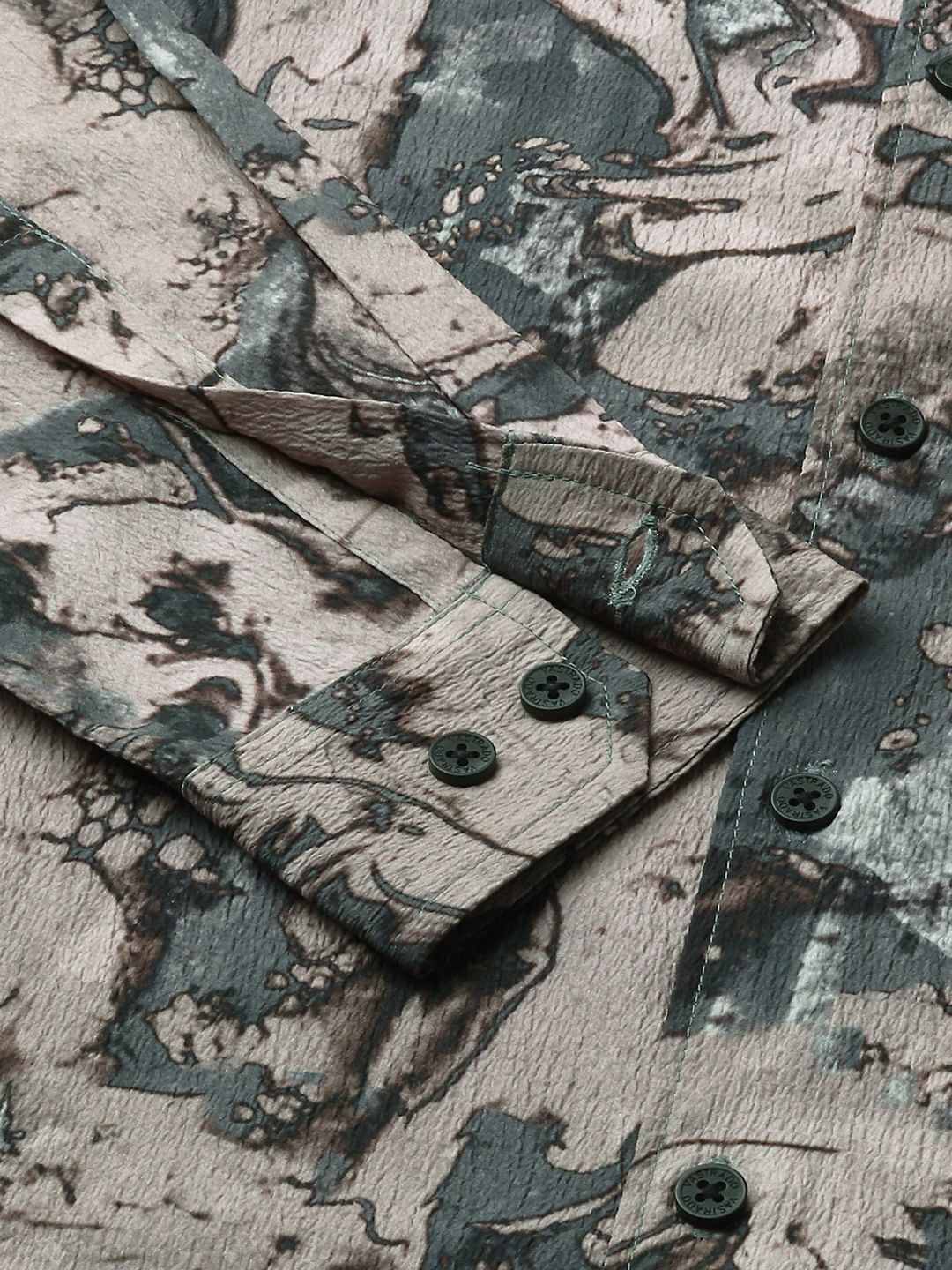 Viridian Green Abstract Printed Creased Shirt