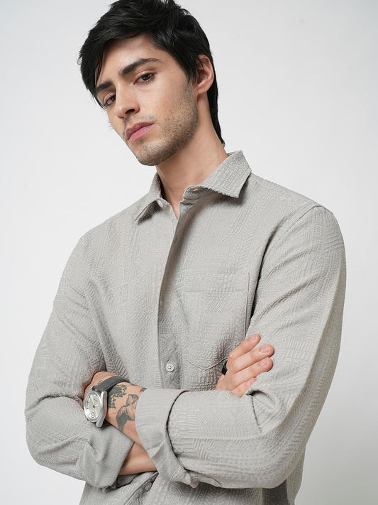 Classic Grey Jacquard Shirt