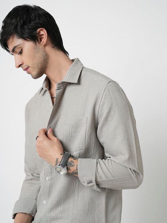 Classic Grey Jacquard Shirt