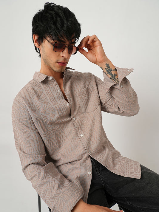 Chilean Pink Detailed Emboss Shirt