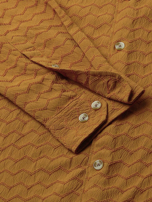 Copper Brown Zig-Zag Textured Shirt