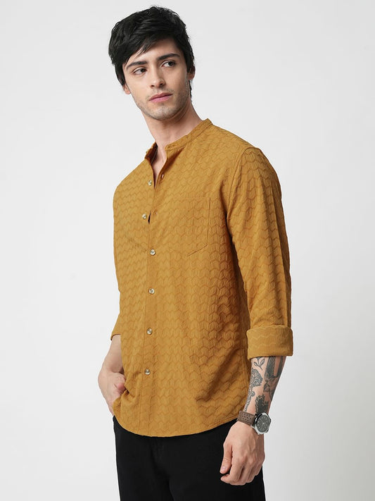 Copper Brown Zig-Zag Textured Shirt