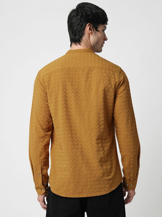 Copper Brown Zig-Zag Textured Shirt