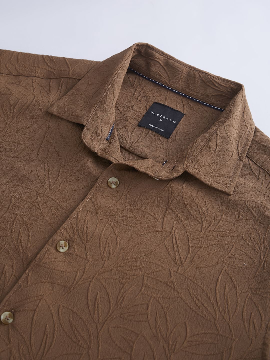 Coffee Brown Petal Textured Shirt