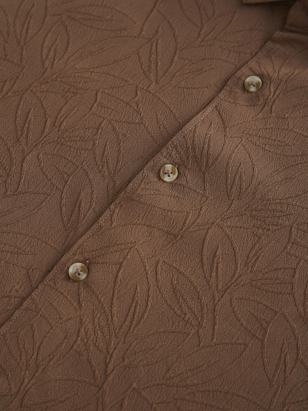Coffee Brown Petal Textured Shirt