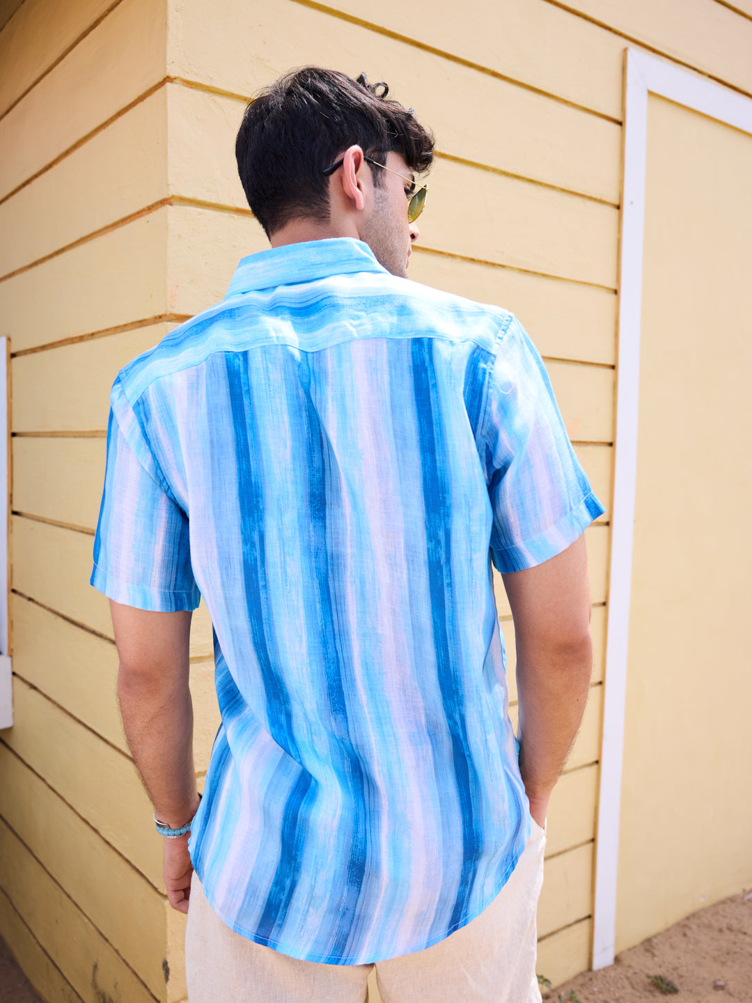 Blue Tie-Dye Striped Shirt