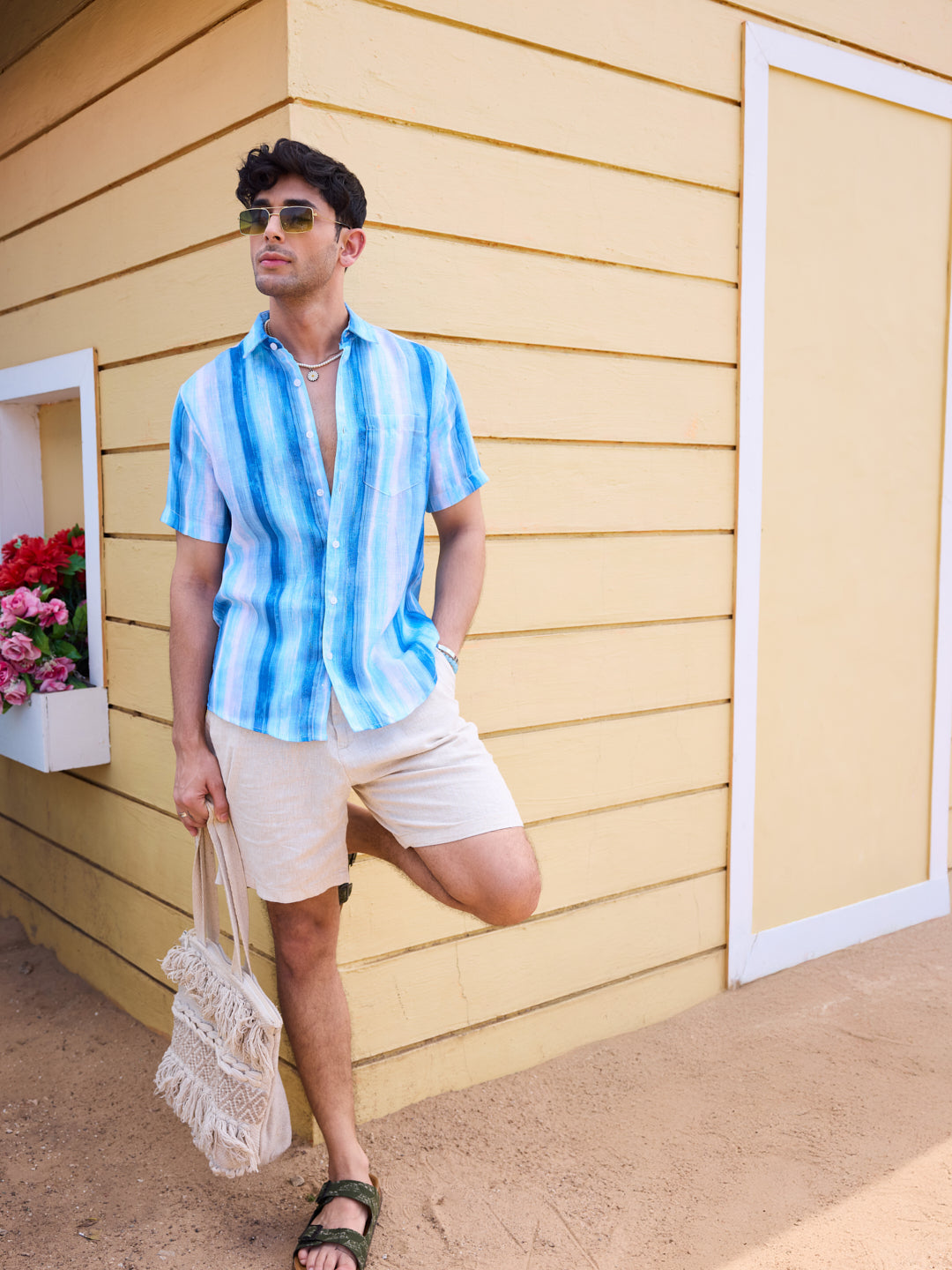Blue Tie-Dye Striped Shirt