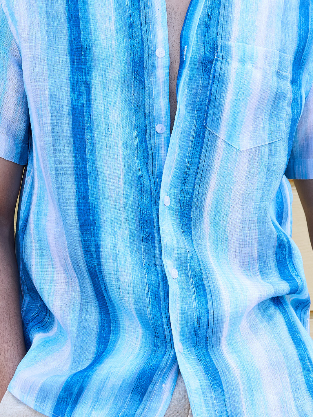 Blue Tie-Dye Striped Shirt