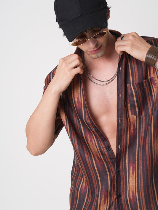 Sumptuous Brown Striped Shirt
