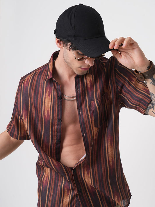 Sumptuous Brown Striped Shirt
