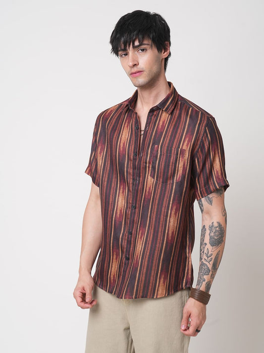 Sumptuous Brown Striped Shirt