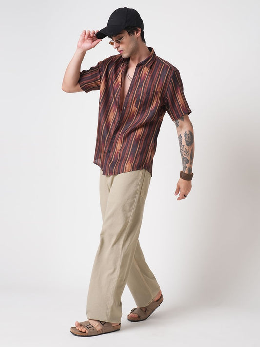 Sumptuous Brown Striped Shirt