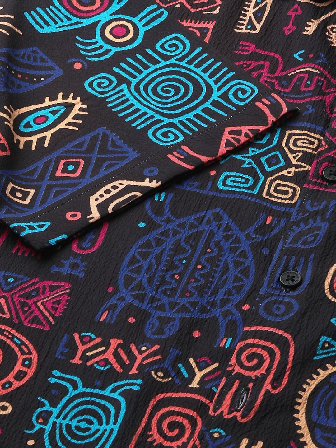 Black African Vector Artistic Printed Crushed Shirt