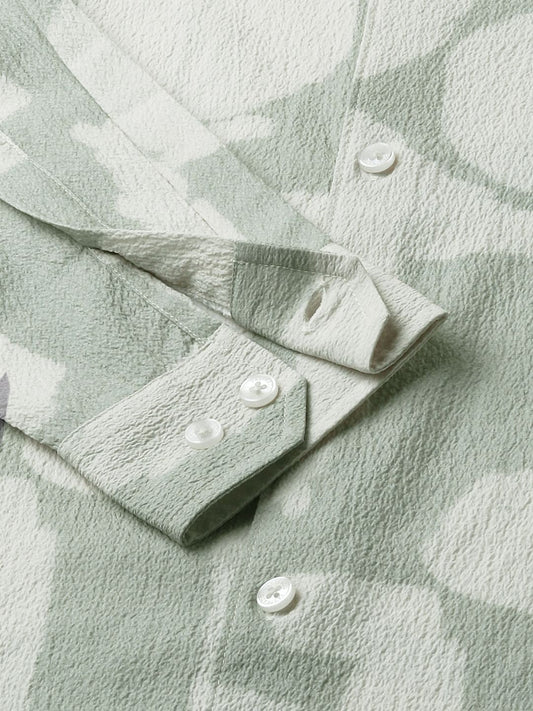 Pastel Mint Abstract Printed Crushed Shirt