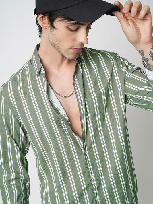 Reseda Green Striped Shirt