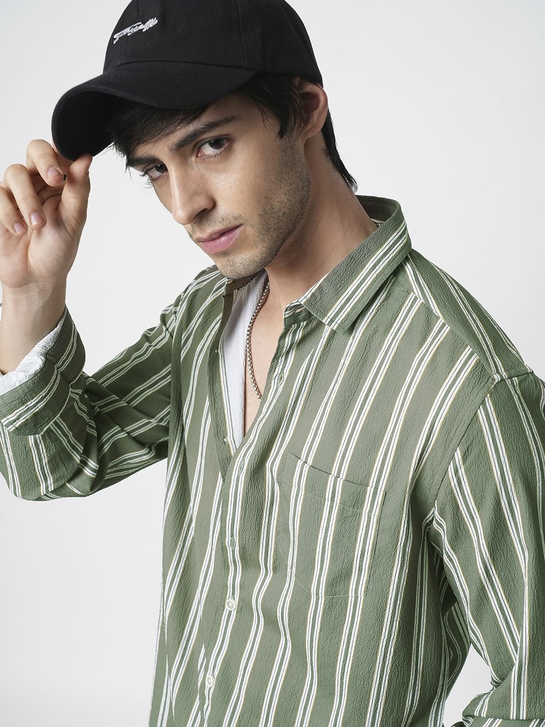 Reseda Green Striped Shirt Vastrado Reseda Green Striped Shirt Vastrado
