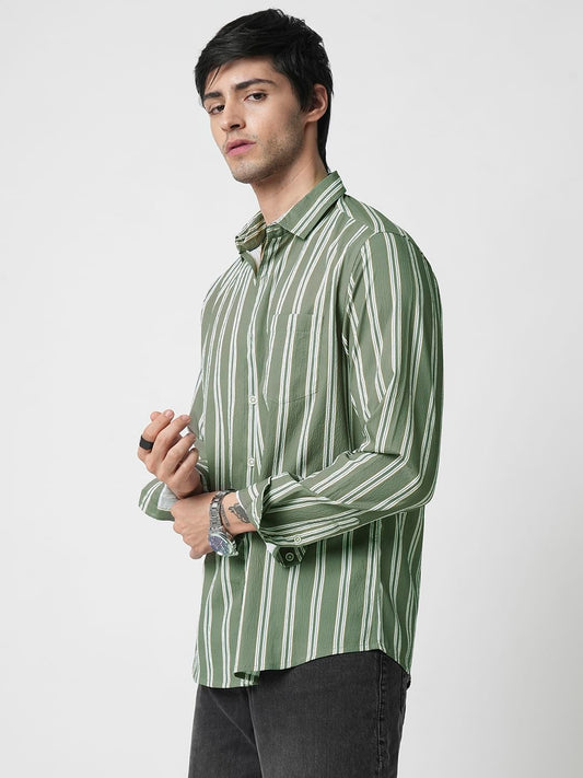 Reseda Green Striped Shirt