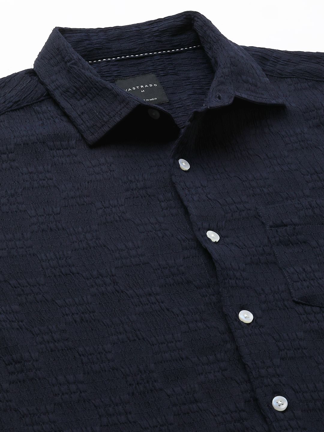 Navy Textured Crushed Shirt