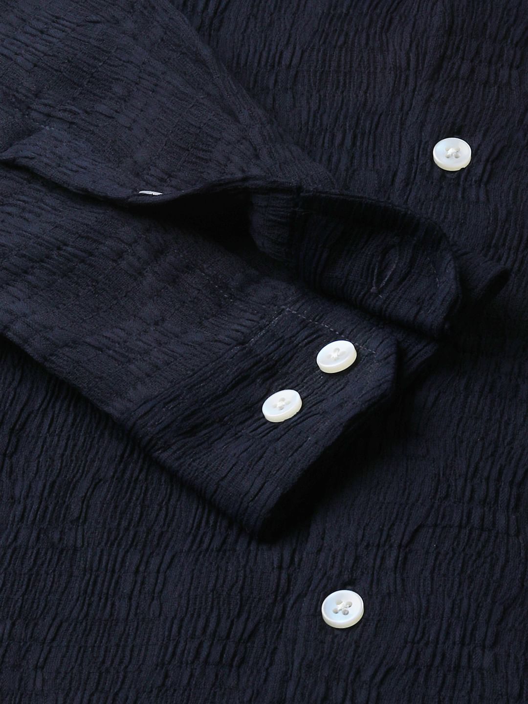 Navy Textured Crushed Shirt