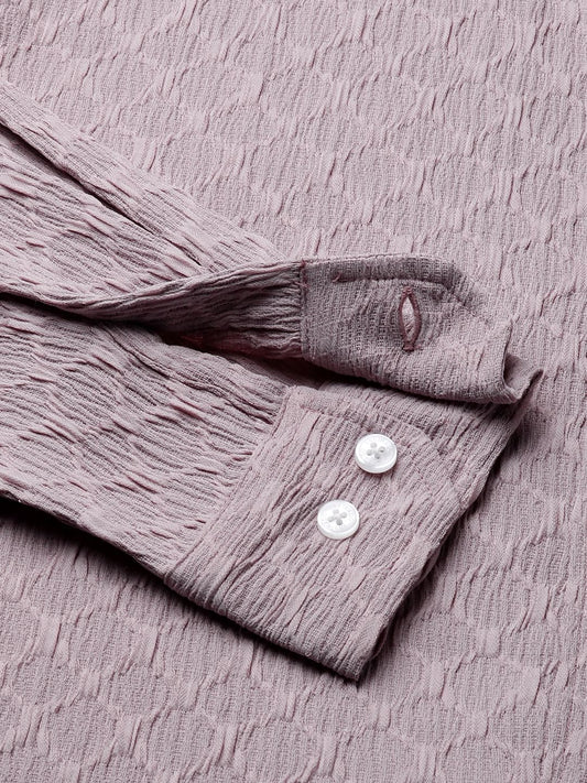 Heather Purple Double Cloth Jacquard Shirt