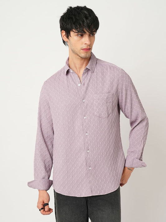 Heather Purple Double Cloth Jacquard Shirt