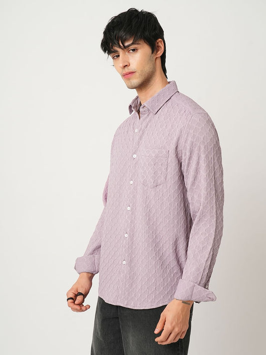 Heather Purple Double Cloth Jacquard Shirt