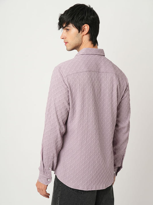 Heather Purple Double Cloth Jacquard Shirt