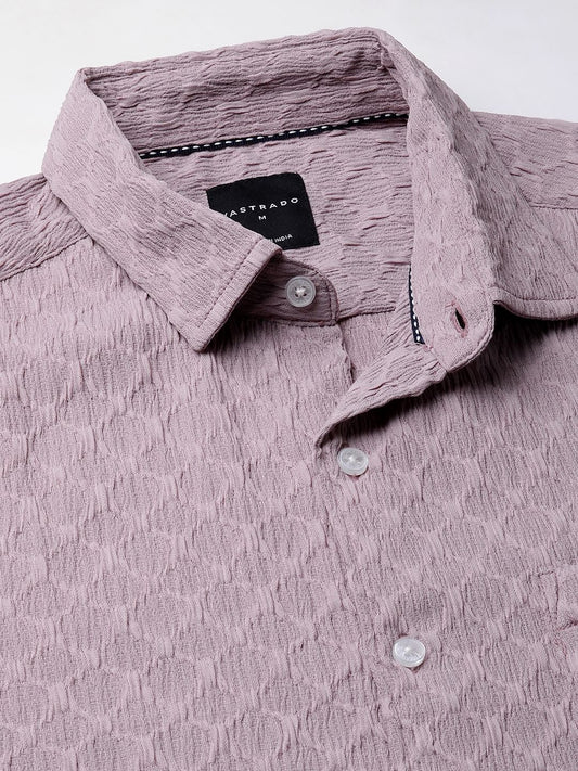 Heather Purple Double Cloth Jacquard Shirt