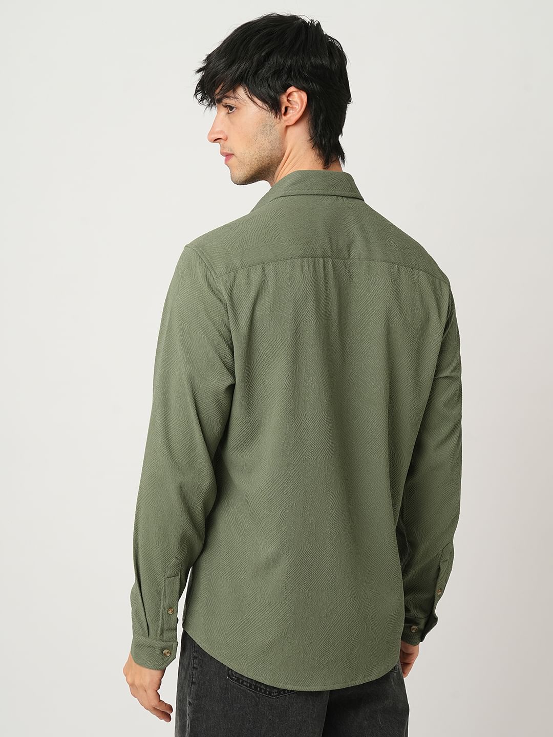 Basil Green Swirl Jacquard Shirt