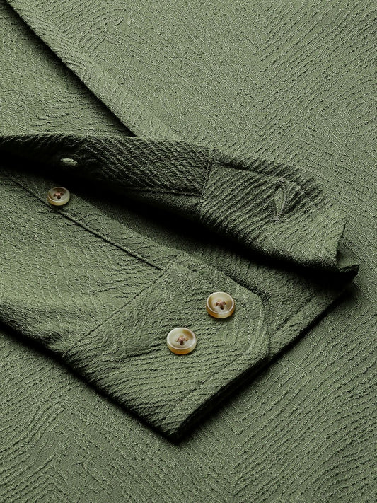Basil Green Swirl Jacquard Shirt