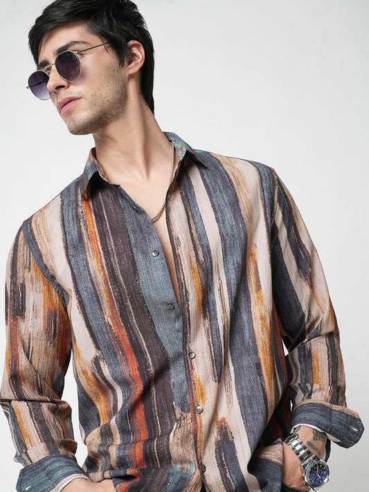 Multicolour Striped Ripple Shirt