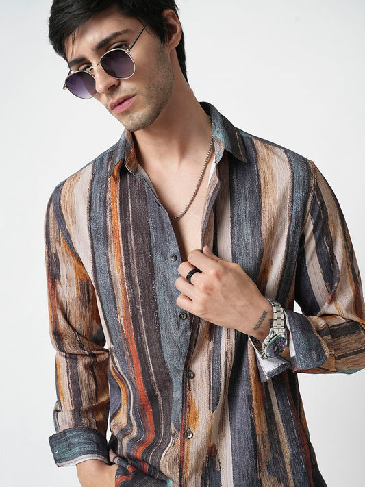 Multicolour Striped Ripple Shirt