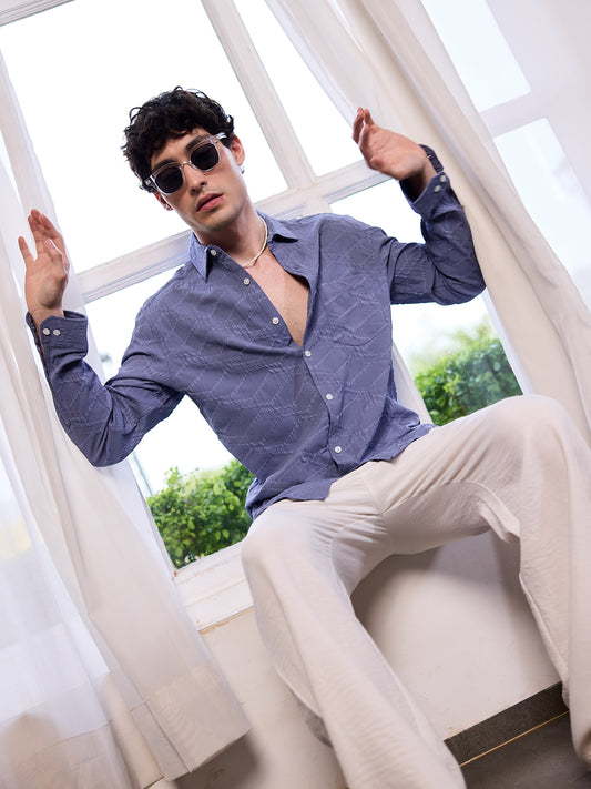 Abstruse Fossil Grey Textured Shirt