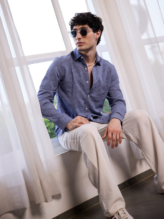 Abstruse Fossil Grey Textured Shirt