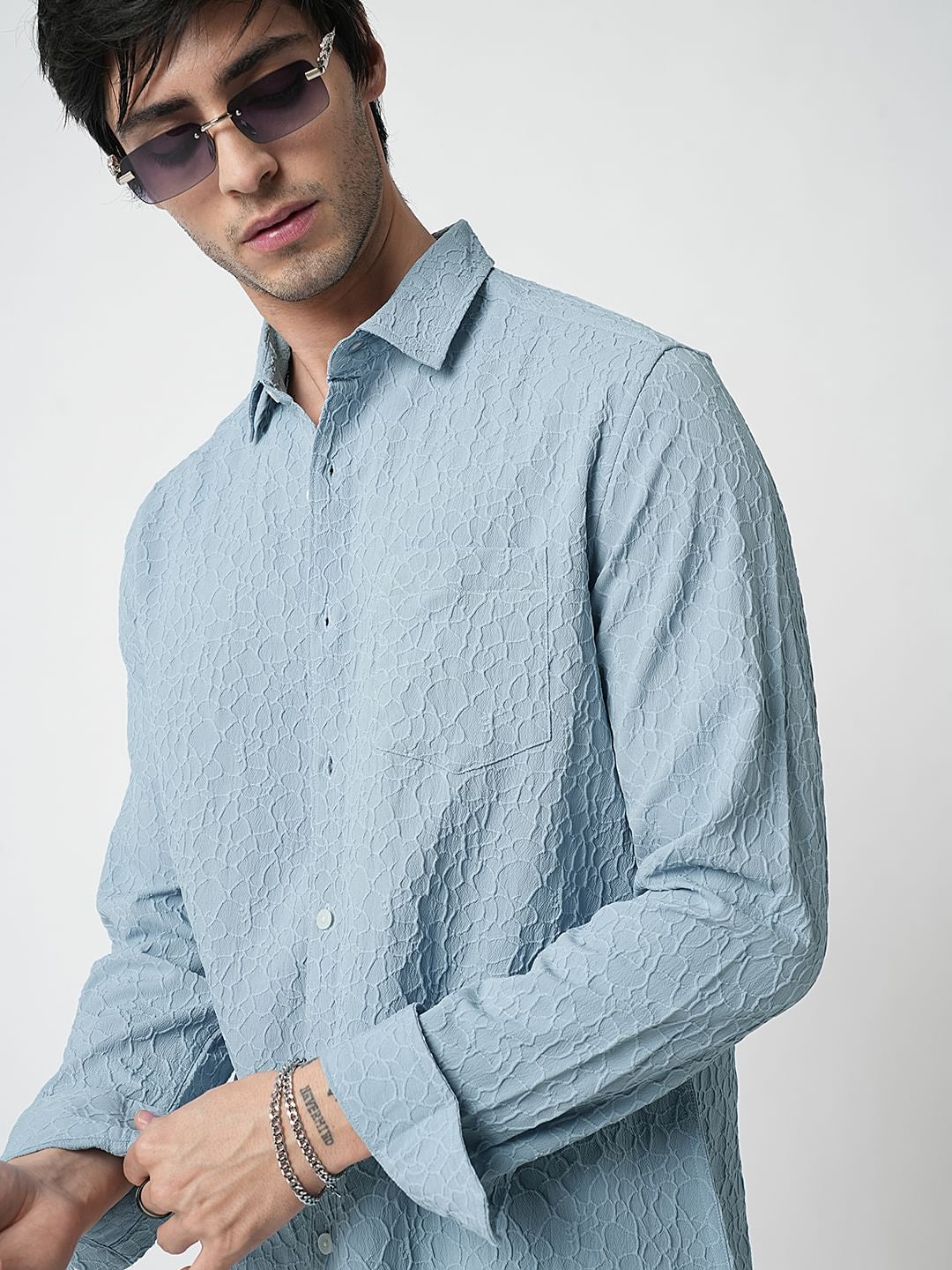 Air Superiority Blue Abstract Textured Shirt