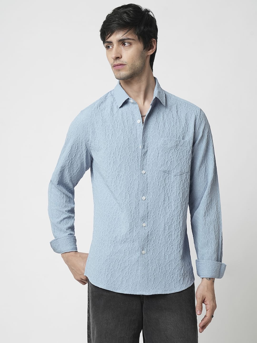 Air Superiority Blue Abstract Textured Shirt