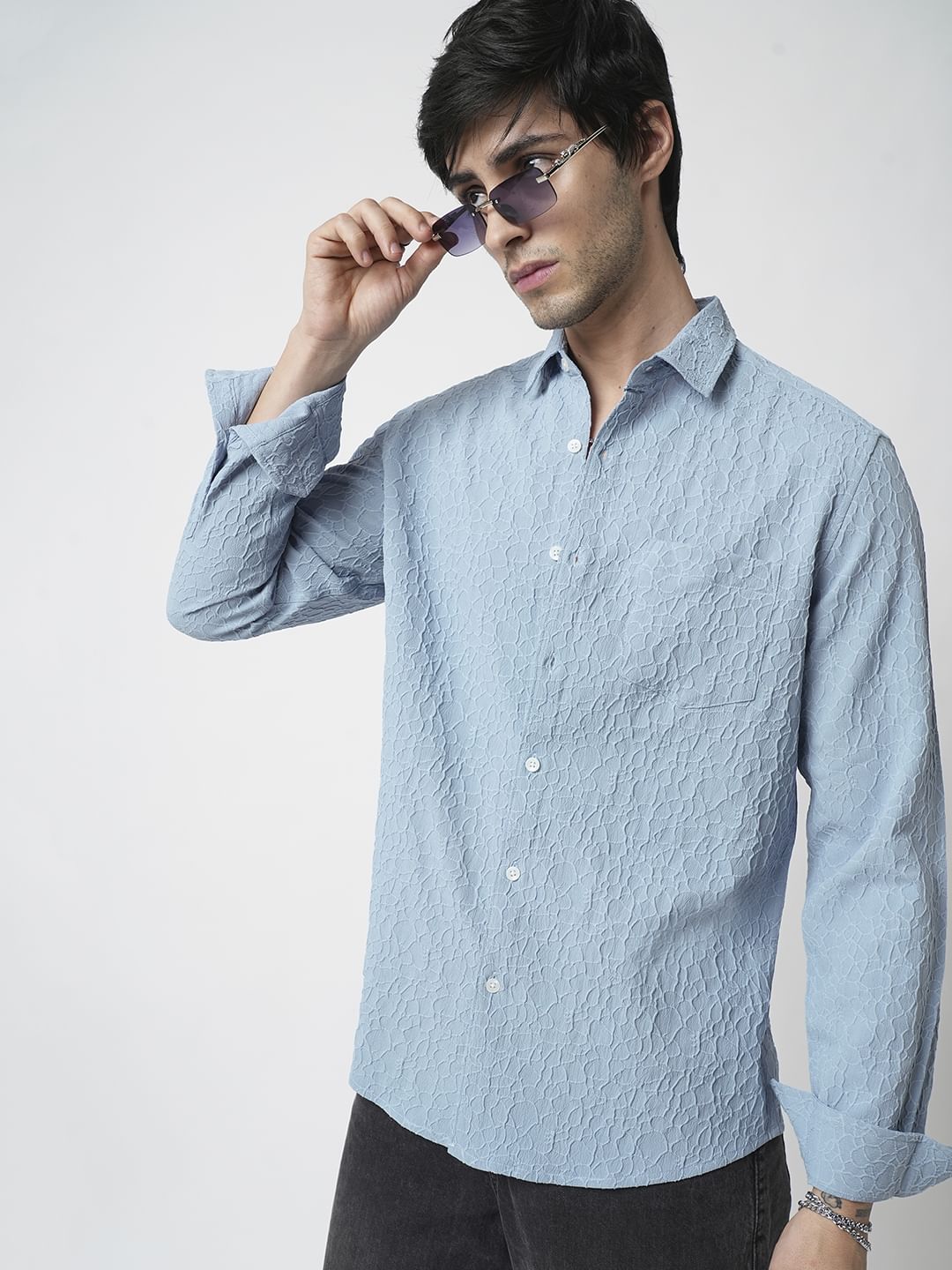 Air Superiority Blue Abstract Textured Shirt