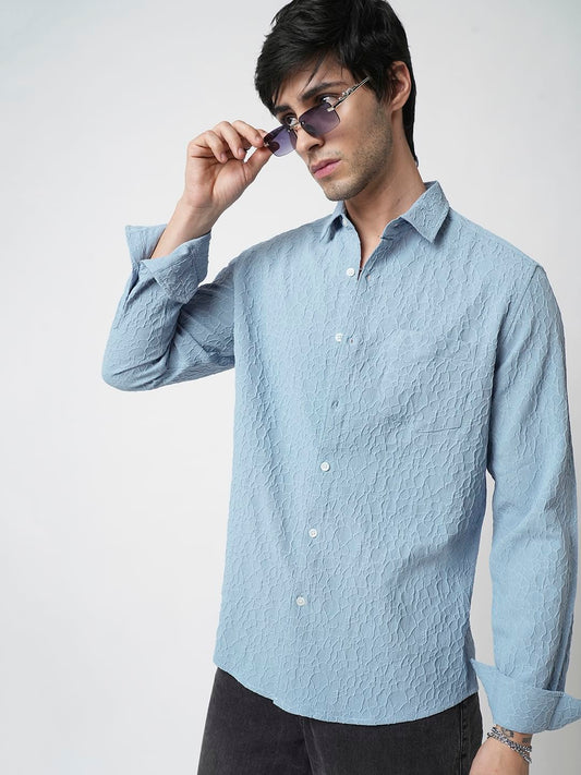 Air Superiority Blue Abstract Textured Shirt