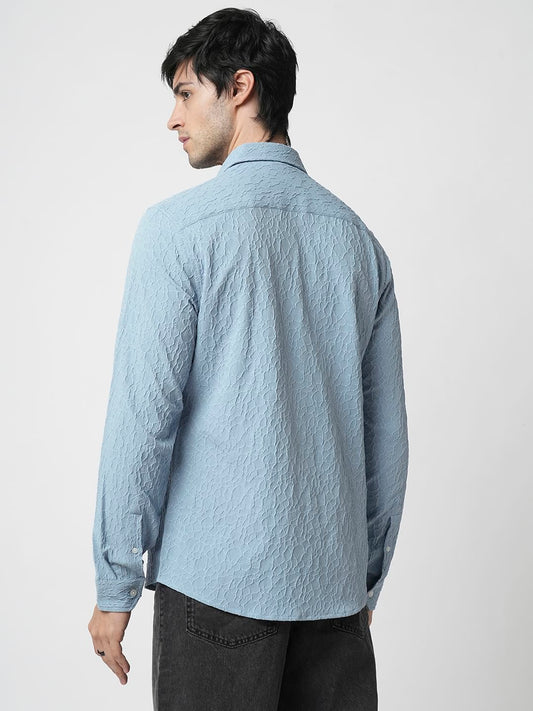 Air Superiority Blue Abstract Textured Shirt