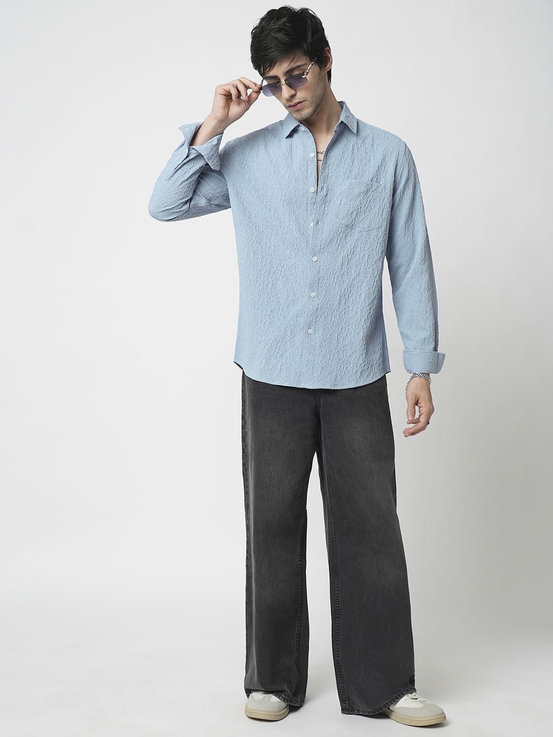 Air Superiority Blue Abstract Textured Shirt