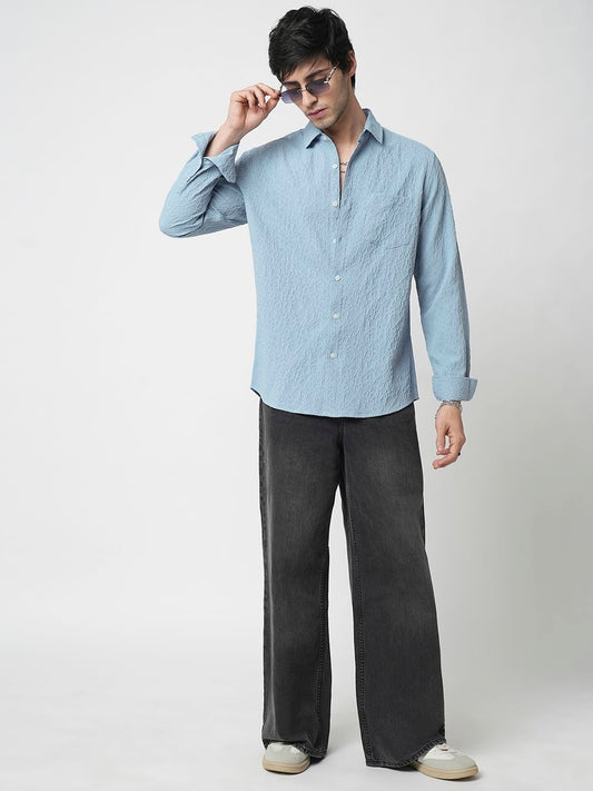 Air Superiority Blue Abstract Textured Shirt