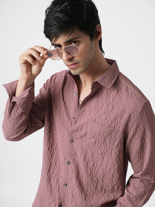 Nude Pink Abstract Textured Shirt