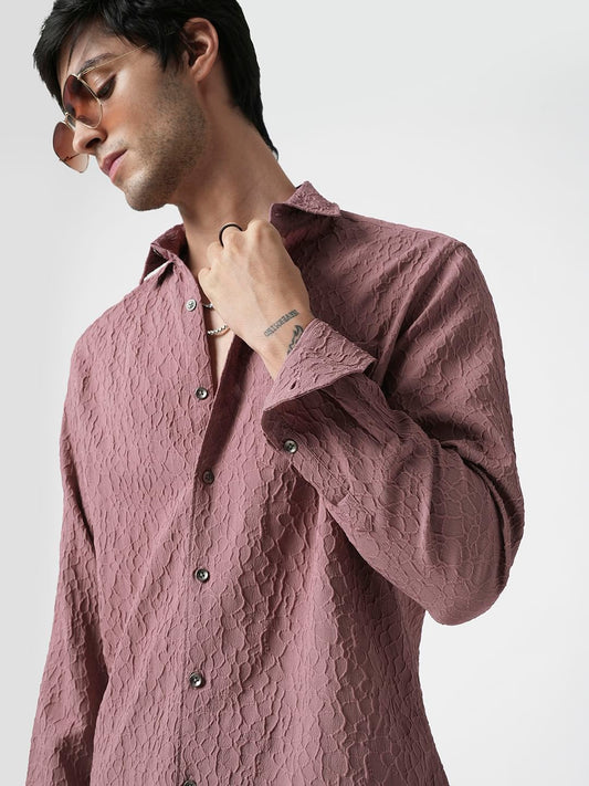 Nude Pink Abstract Textured Shirt