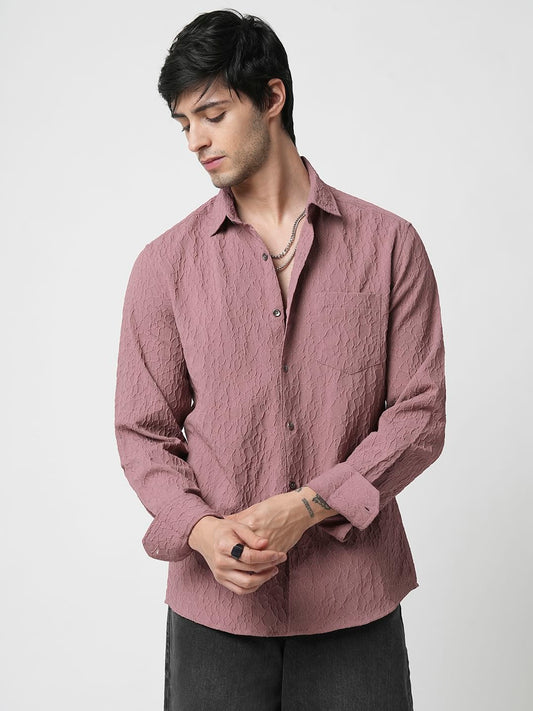 Nude Pink Abstract Textured Shirt