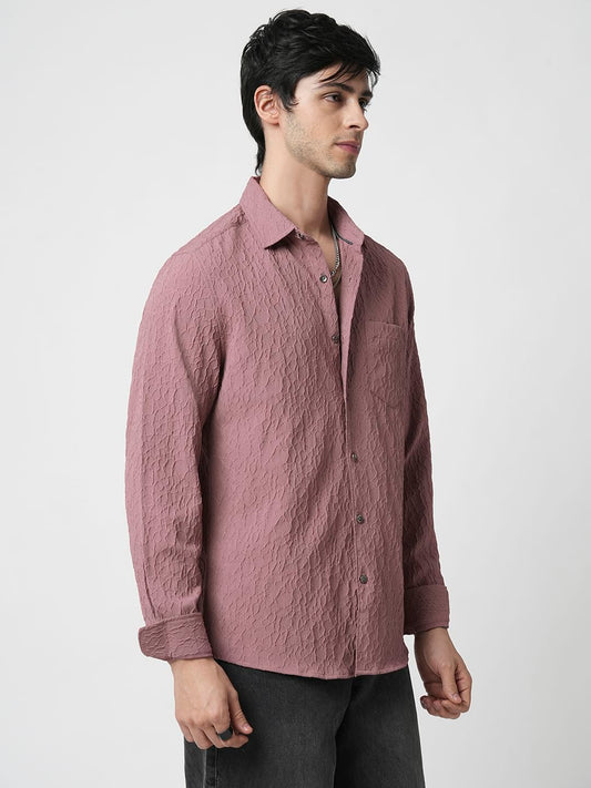 Nude Pink Abstract Textured Shirt