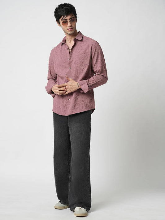 Nude Pink Abstract Textured Shirt