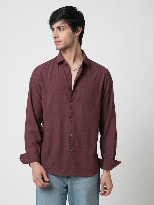 Burnt Maroon Ditsy Dobby Shirt