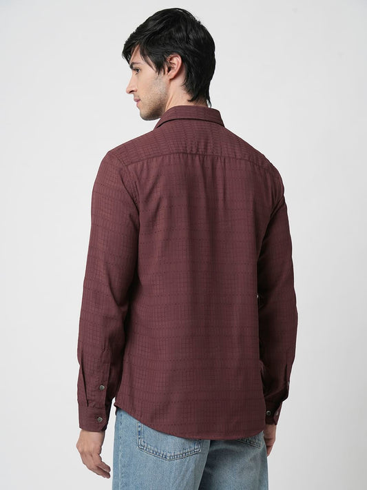Burnt Maroon Ditsy Dobby Shirt
