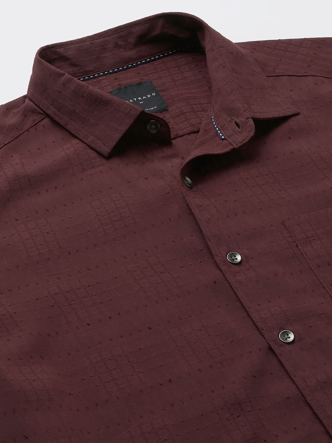 Burnt Maroon Ditsy Dobby Shirt